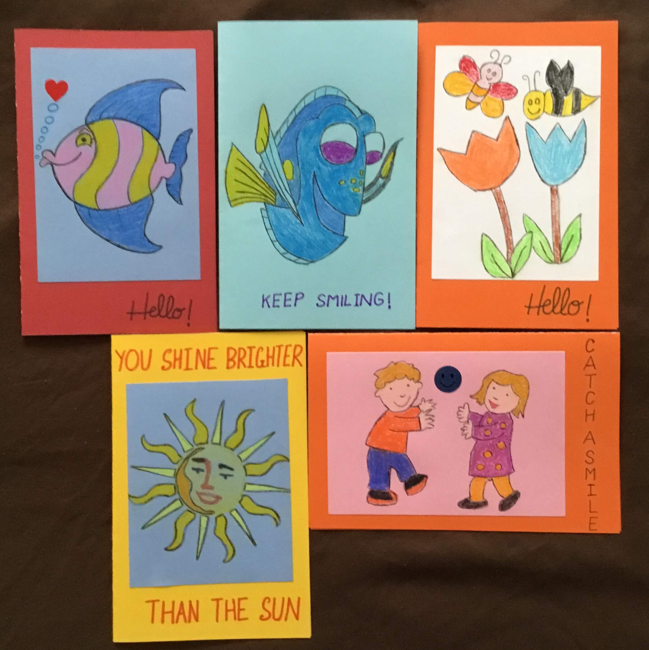 Photograph of a collection of handmade inspiring cards.