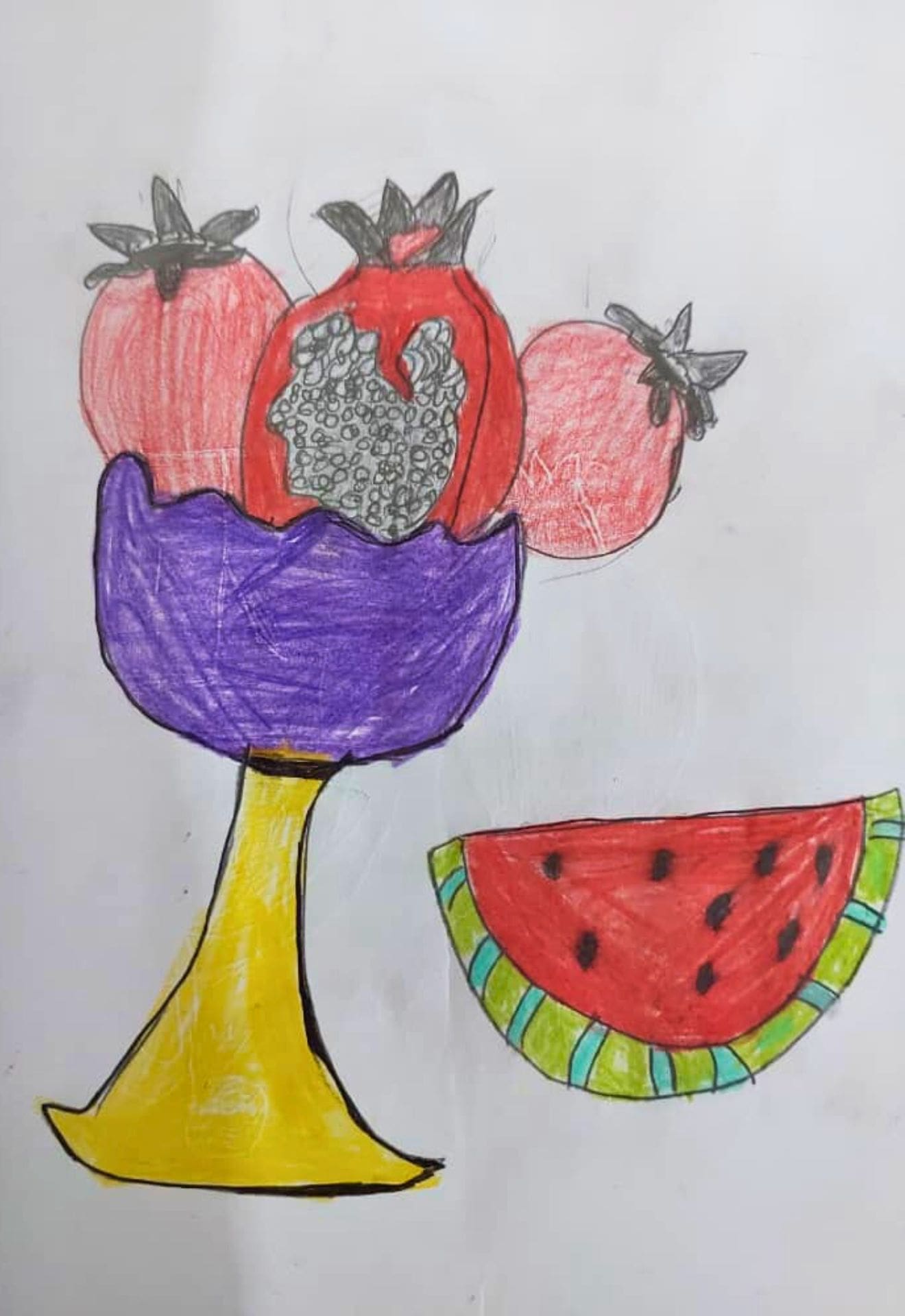 Baran Fateminejad drawing fruits yalda night